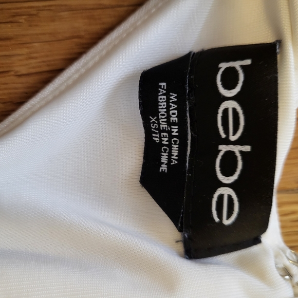 Bebe White Beaded Racer Back Bodycon Mini Dress Size XS - Picture 11 of 12